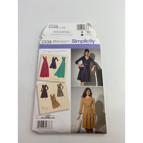Simplicity 2338 Misses' Dress Pattern Size AA 10-18 Various Sleeve Lengths - Picture 2 of 7